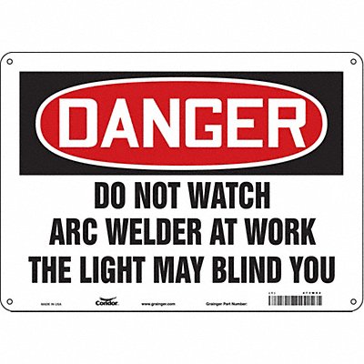 CONDOR 473W94 Safety Sign 10 in x 14 in Aluminum