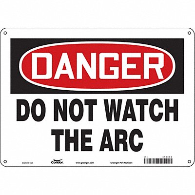CONDOR 473X02 Safety Sign 10 inx14 in Aluminum