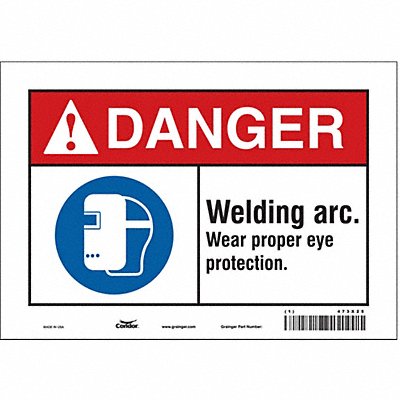 CONDOR 473X25 Safety Sign 7 in x 10 in Vinyl