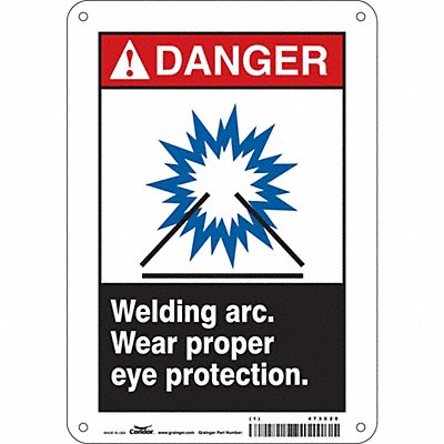 CONDOR 473X29 Safety Sign 10 in x 7 in Polyethylene