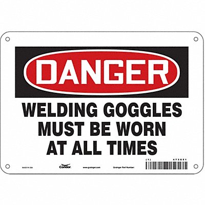 CONDOR 473X51 Safety Sign 7 in x 10 in Aluminum