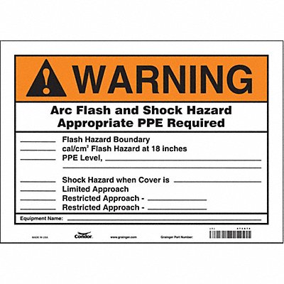 CONDOR 473X74 Safety Sign 10 inx14 in Vinyl