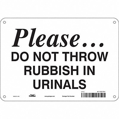CONDOR 473Z54 Safety Sign 7 in x 10 in Aluminum