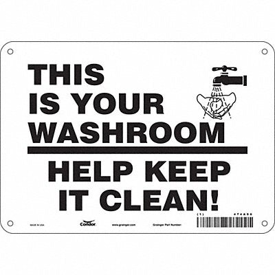 CONDOR 474A06 Safety Sign 7 in x 10 in Polyethylene