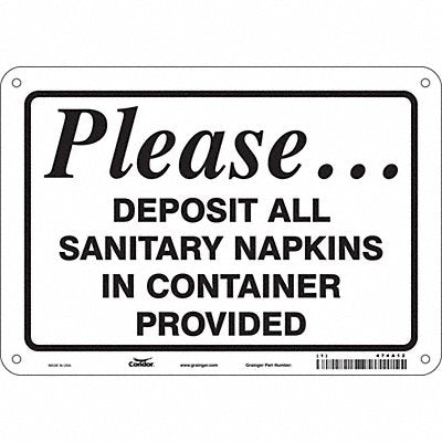 CONDOR 474A12 Safety Sign 7 in x 10 in Polyethylene