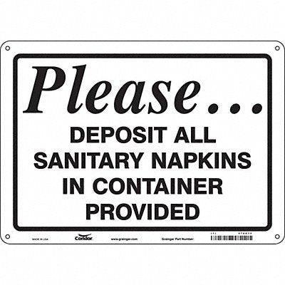 CONDOR 474A13 Safety Sign 10 in x 14 in Polyethylene