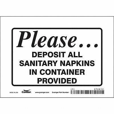 CONDOR 474A14 Safety Sign 5 in x 7 in Vinyl