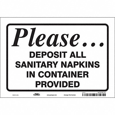 CONDOR 474A15 Safety Sign 7 in x 10 in Vinyl