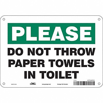 CONDOR 474A94 Safety Sign 7 in x 10 in Aluminum