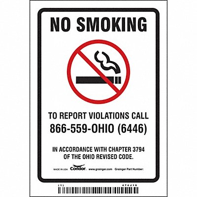 CONDOR 474J16 Safety Sign 5 inx3 1/2 in Vinyl