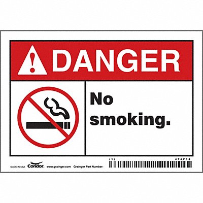 CONDOR 474P18 Safety Sign 3 1/2 inx5 in Vinyl