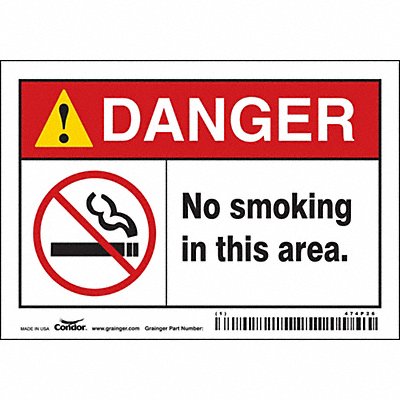 CONDOR 474P26 Safety Sign 3.5in x 5in Vinyl