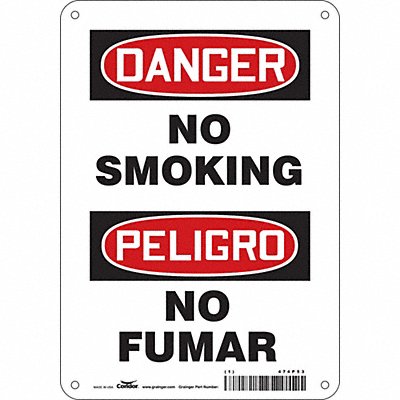 CONDOR 474P53 Safety Sign 10 in x 7 in Vinyl