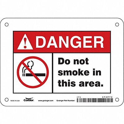 CONDOR 474P72 Safety Sign 5 in x 7 in Vinyl