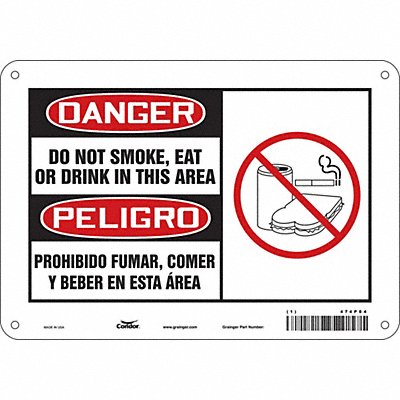 CONDOR 474P84 Safety Sign 7 in x 10 in Polyethylene