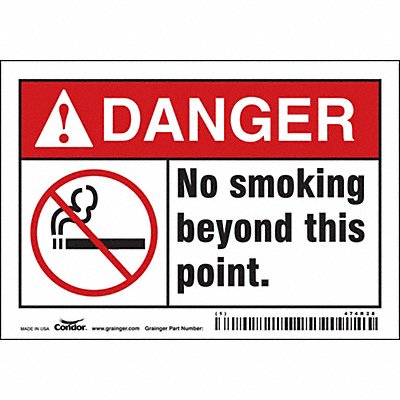 CONDOR 474R28 Safety Sign 3.5in x 5in Vinyl