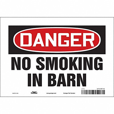 CONDOR 474R76 Safety Sign 7 in x 10 in Vinyl