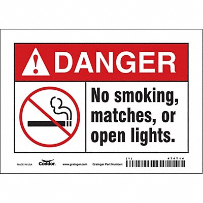 CONDOR 474T14 Safety Sign 5 in x 7 in Vinyl
