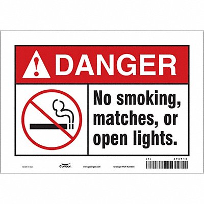 CONDOR 474T15 Safety Sign 7 in x 10 in Vinyl