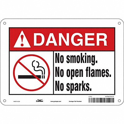 CONDOR 474T37 Safety Sign 7 in x 10 in Aluminum