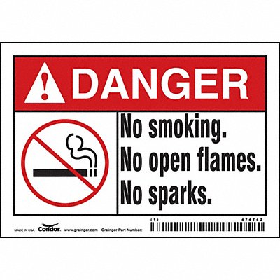 CONDOR 474T42 Safety Sign 3 1/2 inx5 in Vinyl