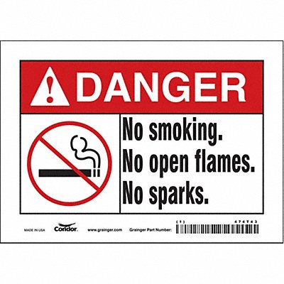 CONDOR 474T43 Safety Sign 5 inx7 in Vinyl
