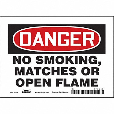 CONDOR 474U10 Safety Sign 5 in x 7 in Vinyl