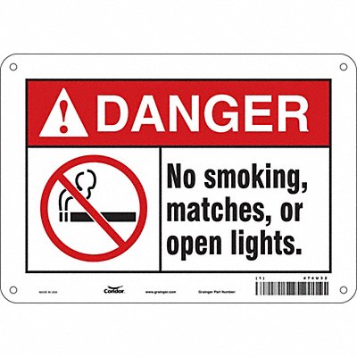 CONDOR 474U32 Safety Sign 7 in x 10 in Aluminum