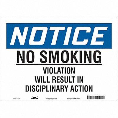 CONDOR 474V53 Safety Sign 10 in x 14 in Vinyl