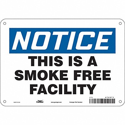CONDOR 474V71 Safety Sign 7 in x 10 in Polyethylene