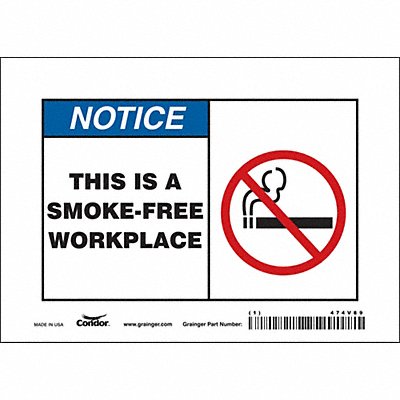 CONDOR 474V89 Safety Sign 5 in x 7 in Vinyl