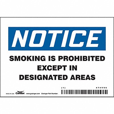 CONDOR 474V96 Safety Sign 3.5in x 5in Vinyl