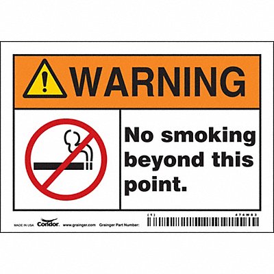 CONDOR 474W83 Safety Sign 3.5in x 5in Vinyl