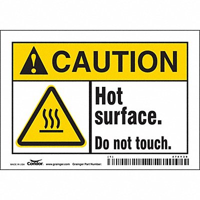 CONDOR 474Y39 Safety Sign 3 1/2 inx5 in Vinyl