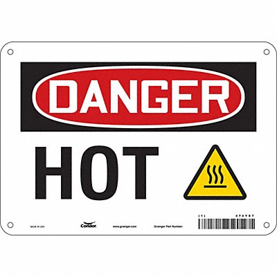CONDOR 474Y87 Danger Sign 7 in x 10 in Aluminum