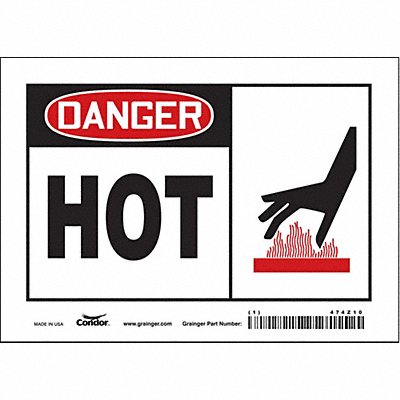 CONDOR 474Z10 Safety Sign 5 inx7 in Vinyl