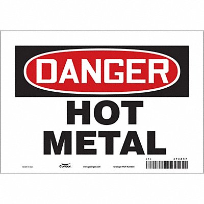 CONDOR 474Z57 Safety Sign 7 in x 10 in Vinyl