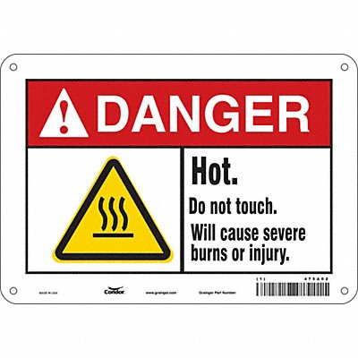 CONDOR 475A02 Safety Sign 7 in x 10 in Polyethylene