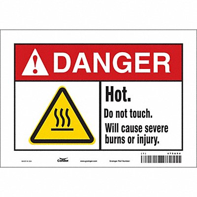 CONDOR 475A04 Safety Sign 7 in x 10 in Vinyl