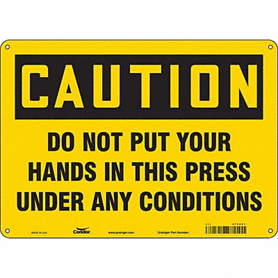 CONDOR 475A61 Safety Sign 10 in x 14 in Polyethylene