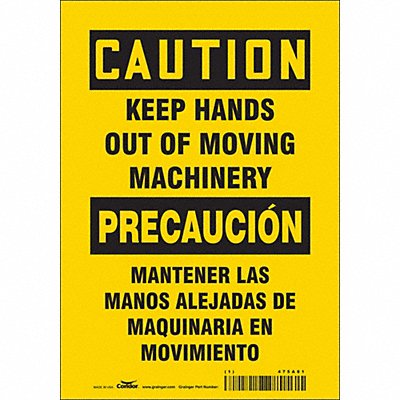 CONDOR 475A81 Safety Sign 10 inx7 in Vinyl