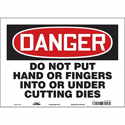 CONDOR 475C34 Safety Sign 10 in x 14 in Vinyl