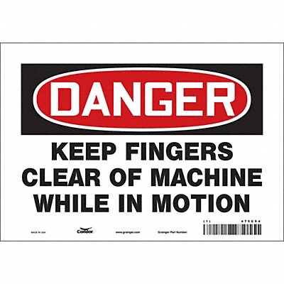 CONDOR 475C54 Safety Sign 7 inx10 in Vinyl