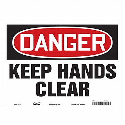 CONDOR 475C62 Safety Sign 10 in x 14 in Vinyl