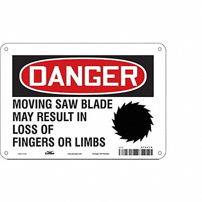CONDOR 475C78 Safety Sign 7 inx10 in Polyethylene