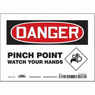 CONDOR 475D09 J6942 Safety Sign 5 inx7 in Vinyl