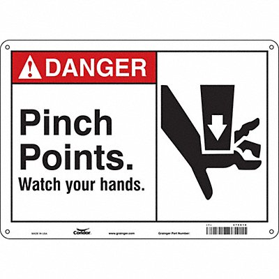 CONDOR 475D18 Safety Sign 10 inx14 in Aluminum
