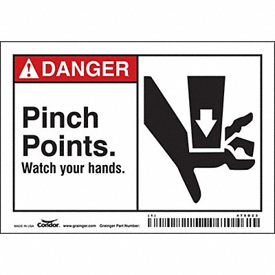 CONDOR 475D23 Safety Sign 3 1/2 inx5 in Vinyl
