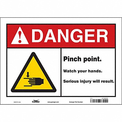 CONDOR 475D45 Safety Sign 10 inx14 in Vinyl
