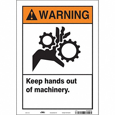 CONDOR 475D90 Safety Sign 14 in x 10 in Vinyl